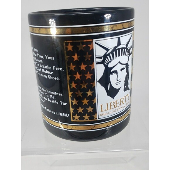 Statue of Liberty Coffee Mug VTG 1982 Keep The Torch Lit Black Gold Centennial - Picture 8 of 13